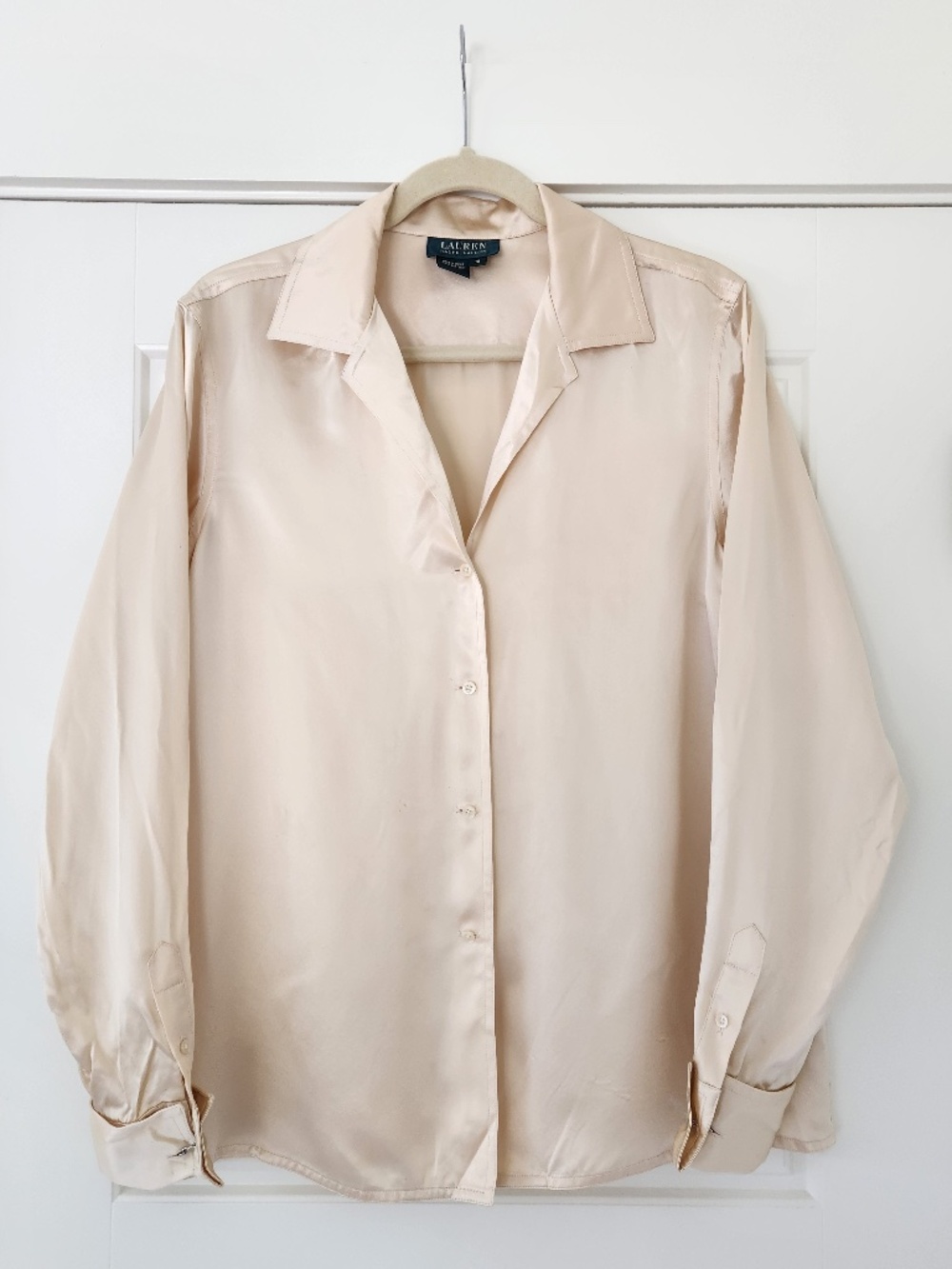 Ralph Lauren Women's Cream 100% Silk Button-down Size 10